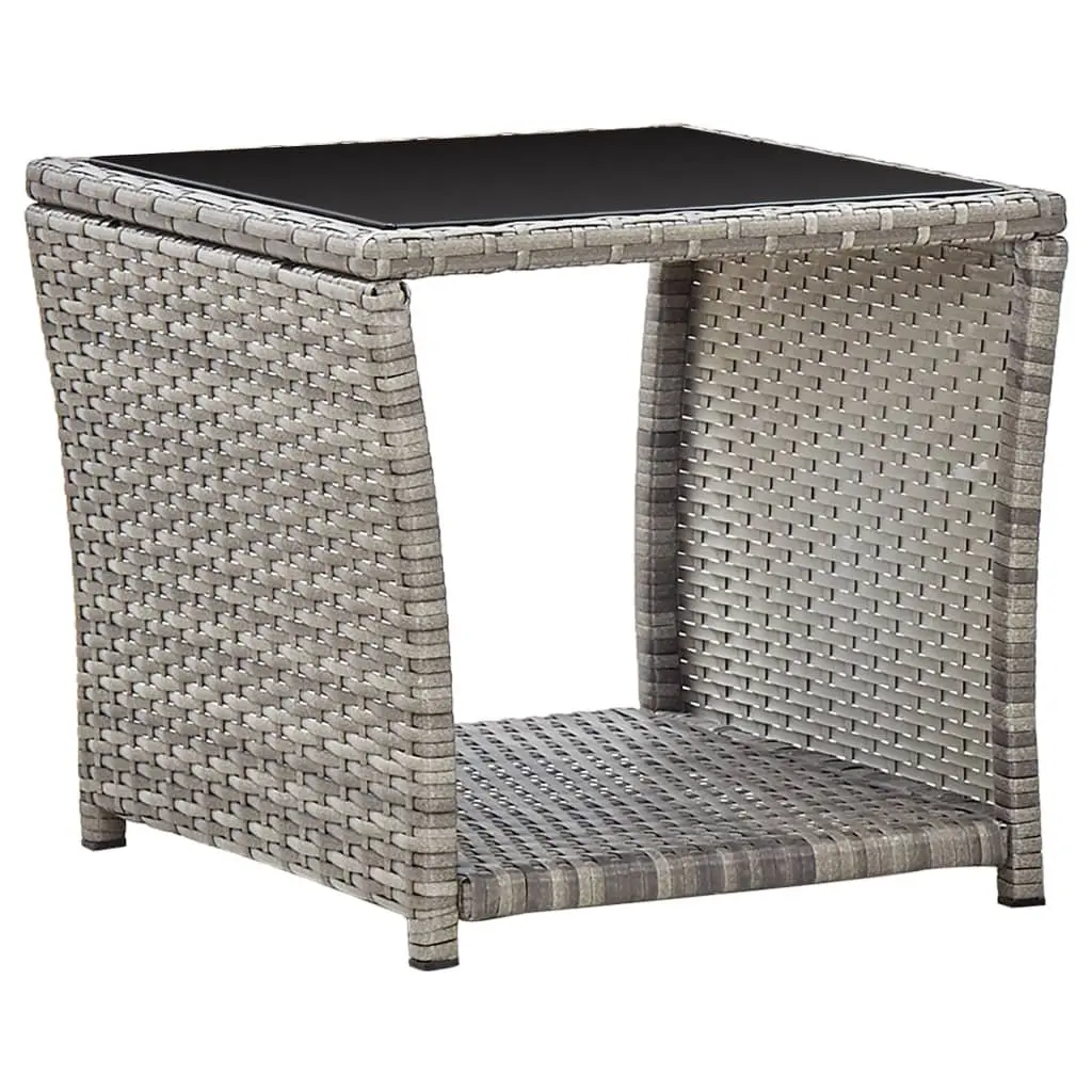 Garden Dining Set Grey Poly Rattan 3 Piece Outdoor Furniture Patio Table Chairs