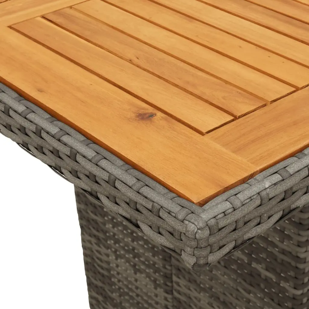 Outdoor Furniture Dining Set 11 Piece Grey Poly Rattan with Cushions Acacia Wood Table