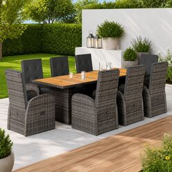 Friendly 9-Piece Garden Dining Set with Cushions in Grey