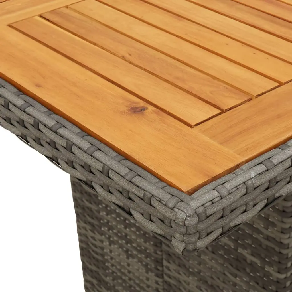 Garden Dining Set 9 Piece Outdoor Patio Furniture Grey Poly Rattan Acacia Wood Table