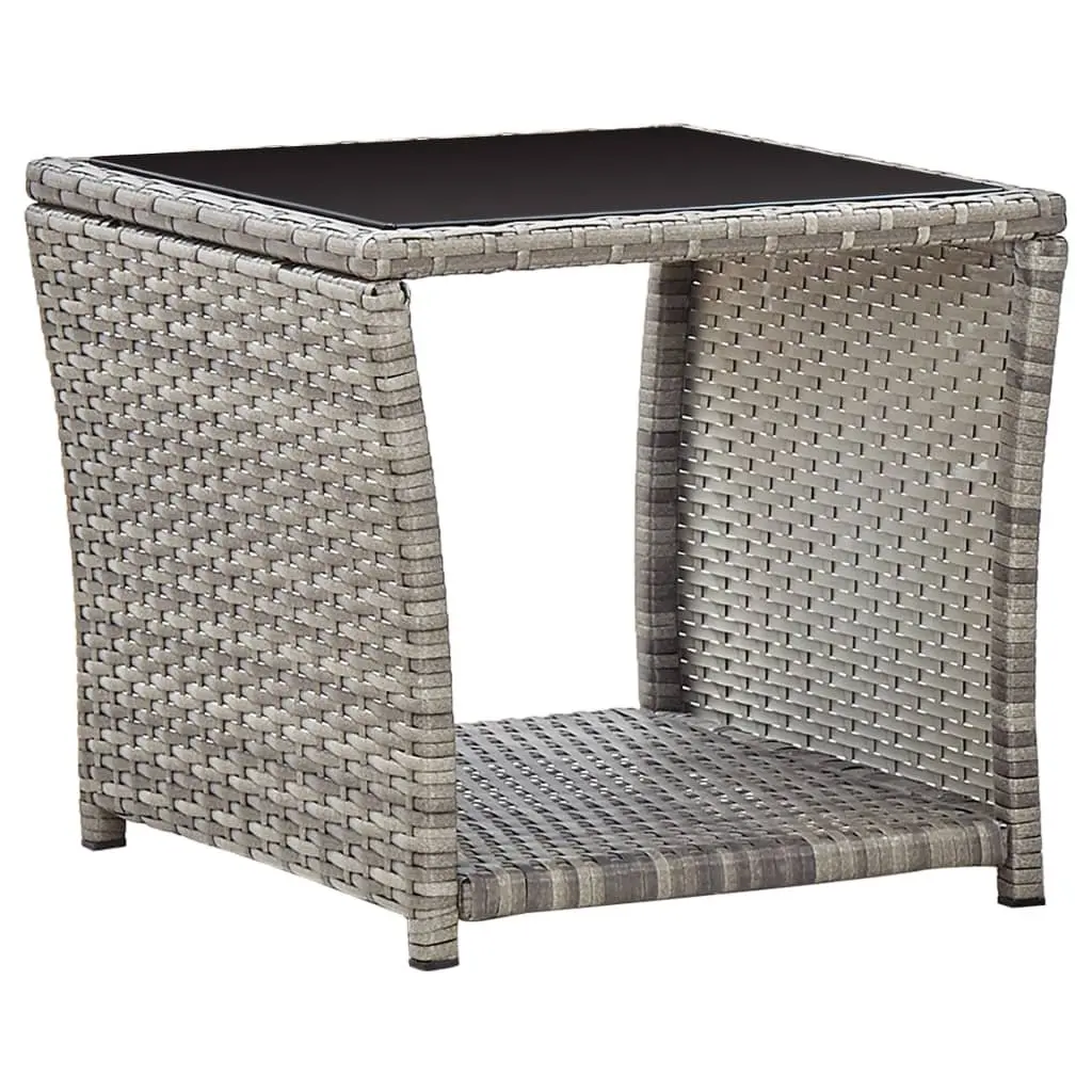 3 Piece Garden Dining Set Poly Rattan Adjustable Backrest Cushions Grey Outdoor