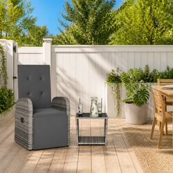 Garden Dining Set 2 Piece Outdoor Furniture Grey Poly Rattan Adjustable Backrest