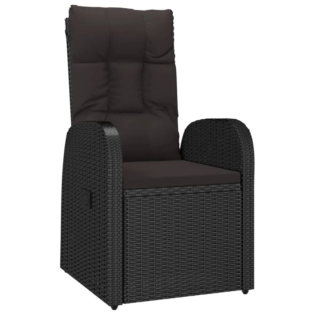 Black Poly Rattan 11-Piece Garden Set with Cushions