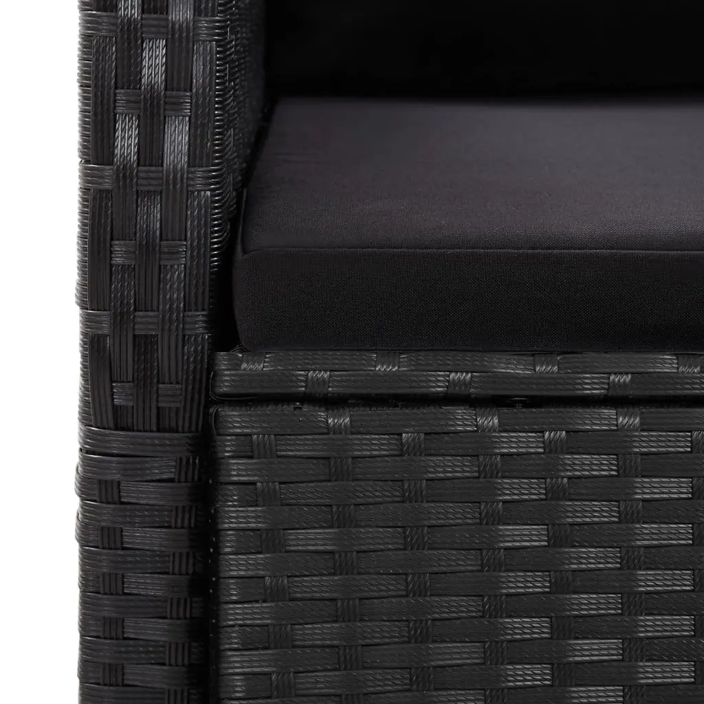 Black Poly Rattan 11-Piece Garden Set with Cushions