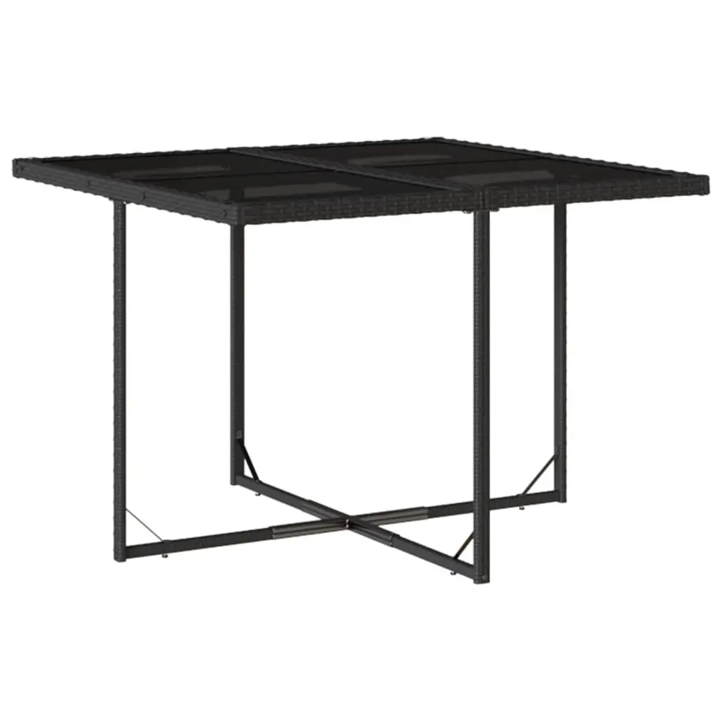 5 Piece Outdoor Dining Set Black PE Rattan Table with Cushions