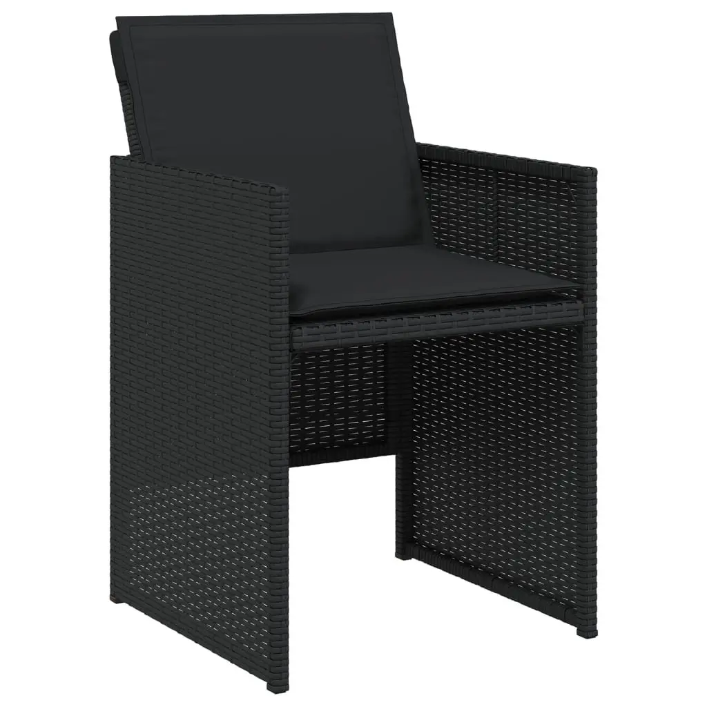 7 Piece Patio Dining Set Black PE Rattan Garden Furniture Table with Six Folding Chairs
