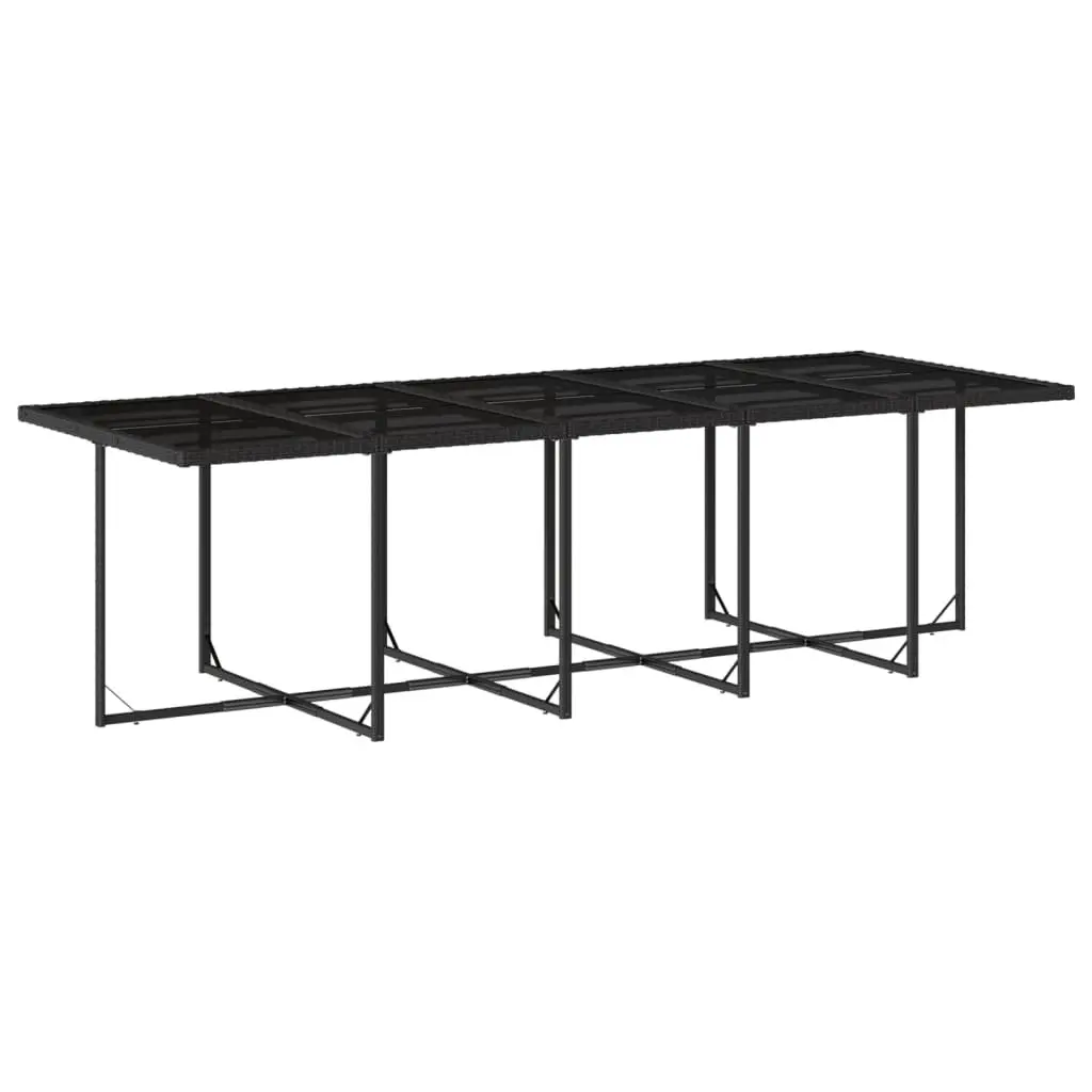 Garden Dining Set Black Poly Rattan 11 Piece Outdoor Furniture with Cushions