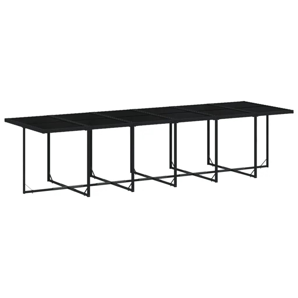 13 Piece Black Outdoor Dining Set Foldable Tempered Glass Table with Cushions