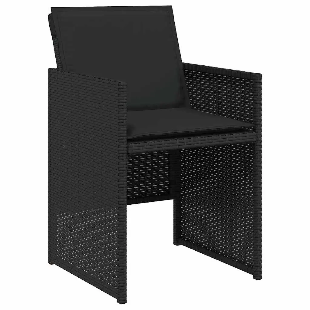 Outdoor Dining Set 15 Piece Black Rattan Cushions Garden Furniture Table Chairs