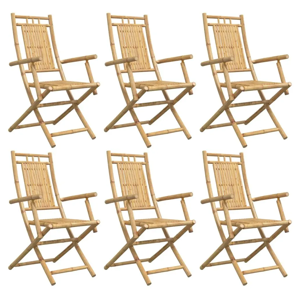 Folding Garden Chairs Bamboo Brown Outdoor Seating 53x66x99 cm 6 Piece
