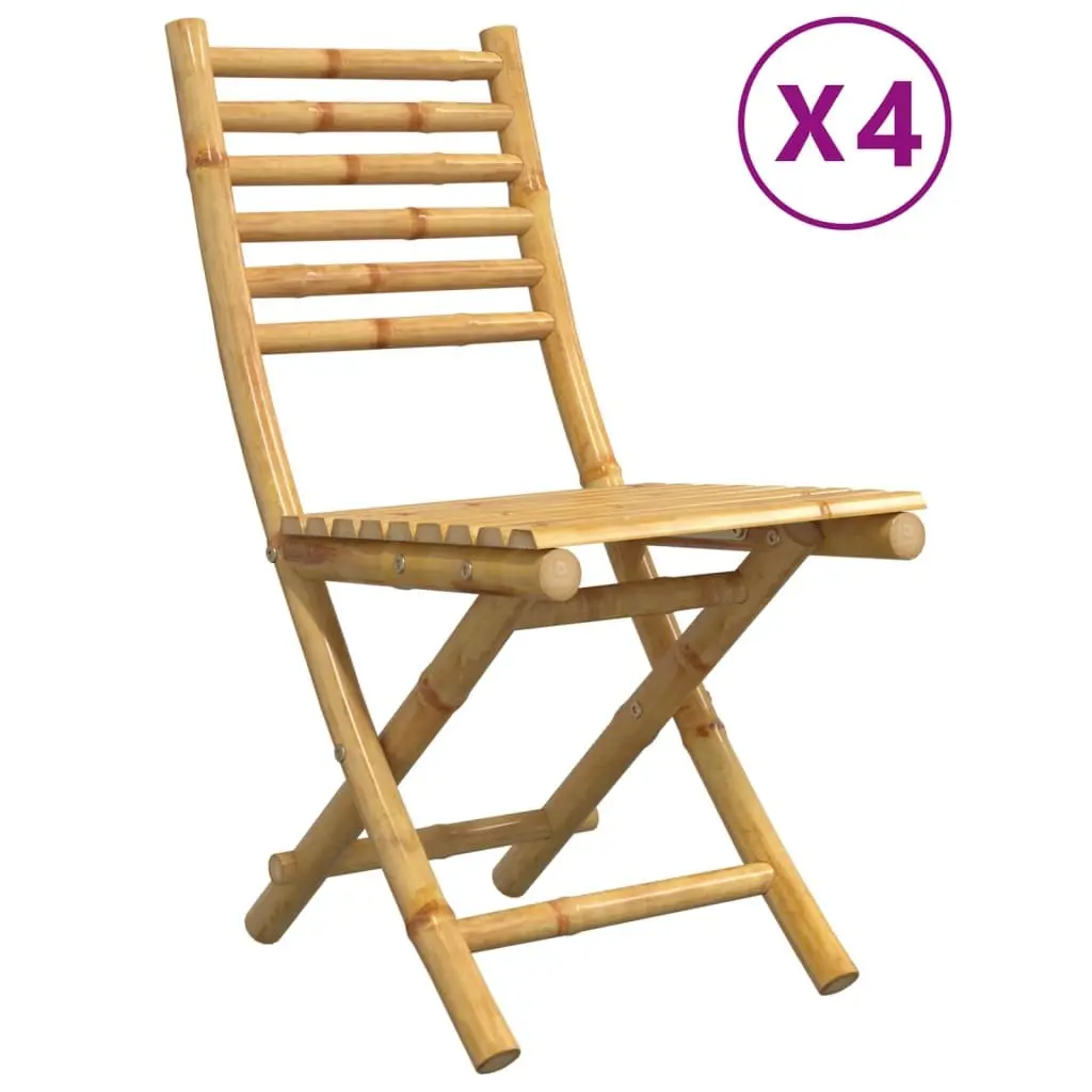 Folding Garden Chairs Brown Bamboo 43x54x88 cm 4 Piece