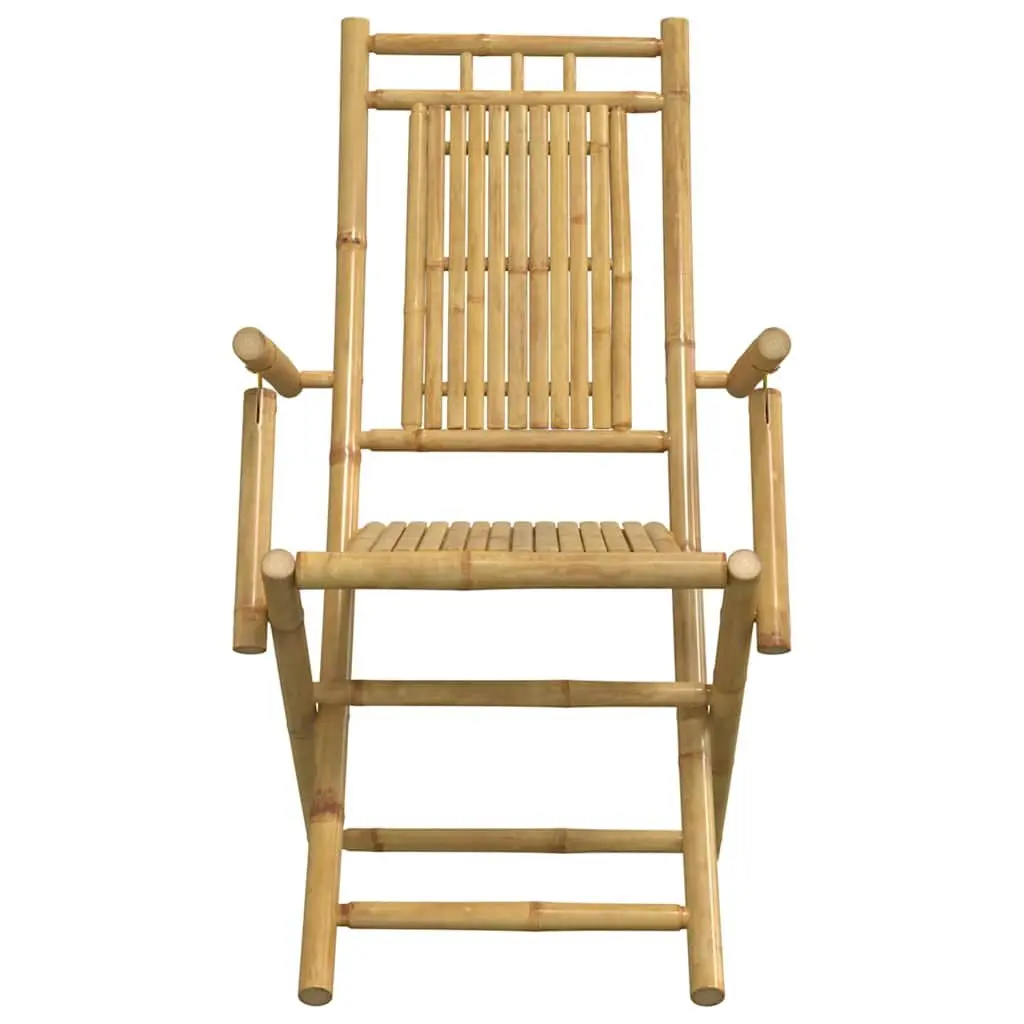 3 Piece Bistro Set Foldable Brown Bamboo Table Chairs