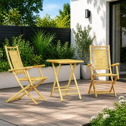 Friendly 3 Piece Bamboo Bistro Set for Your Outdoor Area