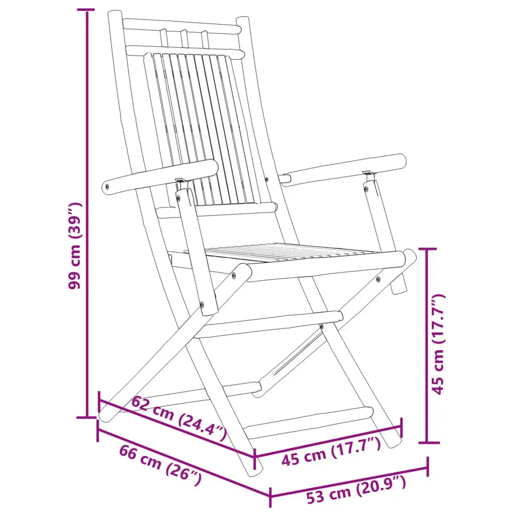 Garden Dining Set 5 Piece Bamboo Foldable Table and Chairs Brown Outdoor Furniture
