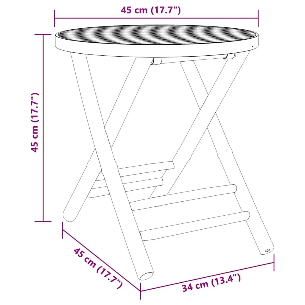 Bistro Set Foldable Brown 3 Piece Garden Furniture Outdoor Patio Chairs Table