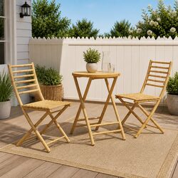 Friendly 3 Piece Bamboo Bistro Set for Your Outdoor Enjoyment