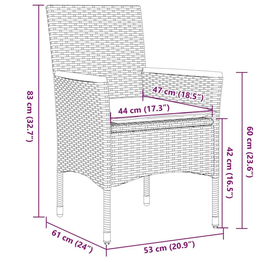 Outdoor Dining Set 3 Piece Garden Furniture PE Rattan Glass Table
