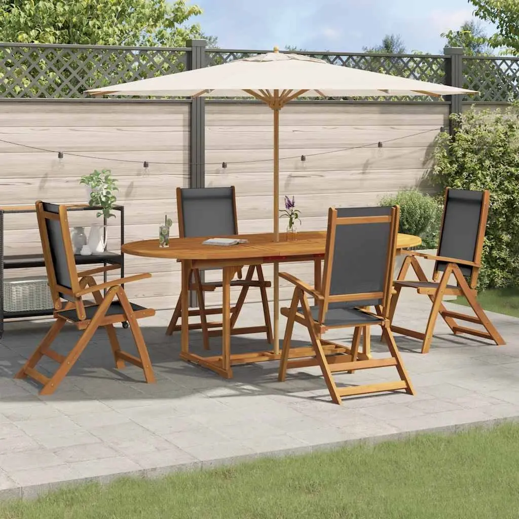 5 Piece Garden Dining Set Outdoor Furniture Acacia Wood Textilene Chairs Table