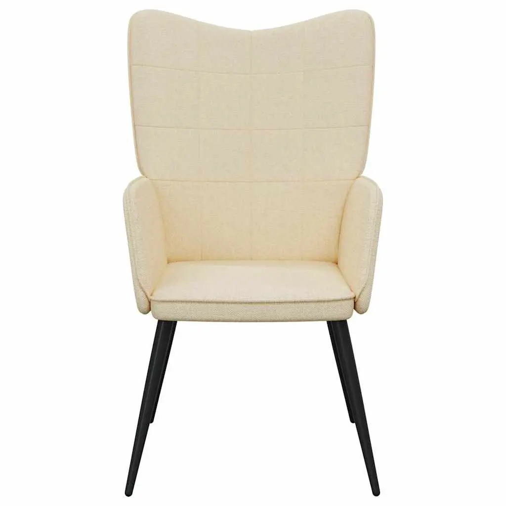Armchair Cream Fabric Padded Foam Upholstered Modern Lounge Chair