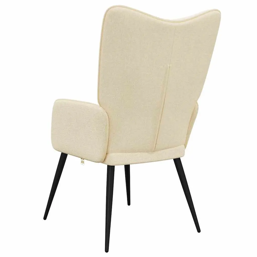 Armchair Cream Fabric Padded Foam Upholstered Modern Lounge Chair