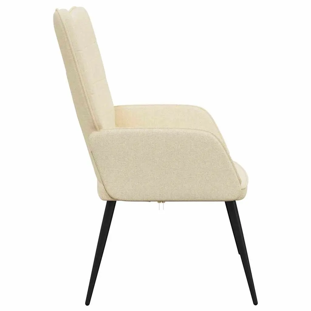Armchair Cream Fabric Padded Foam Upholstered Modern Lounge Chair
