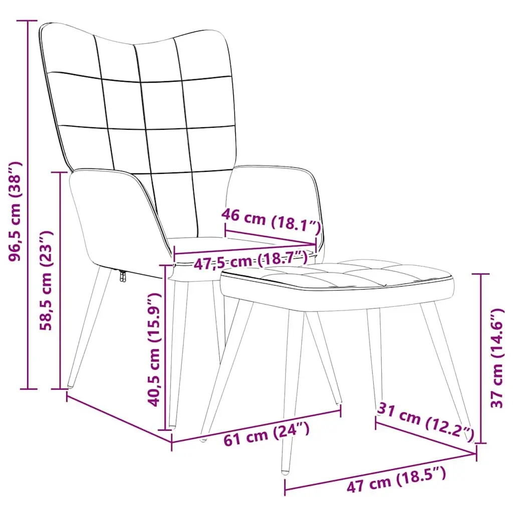 Relaxing Armchair with Footstool Cream Fabric Lounge Seat