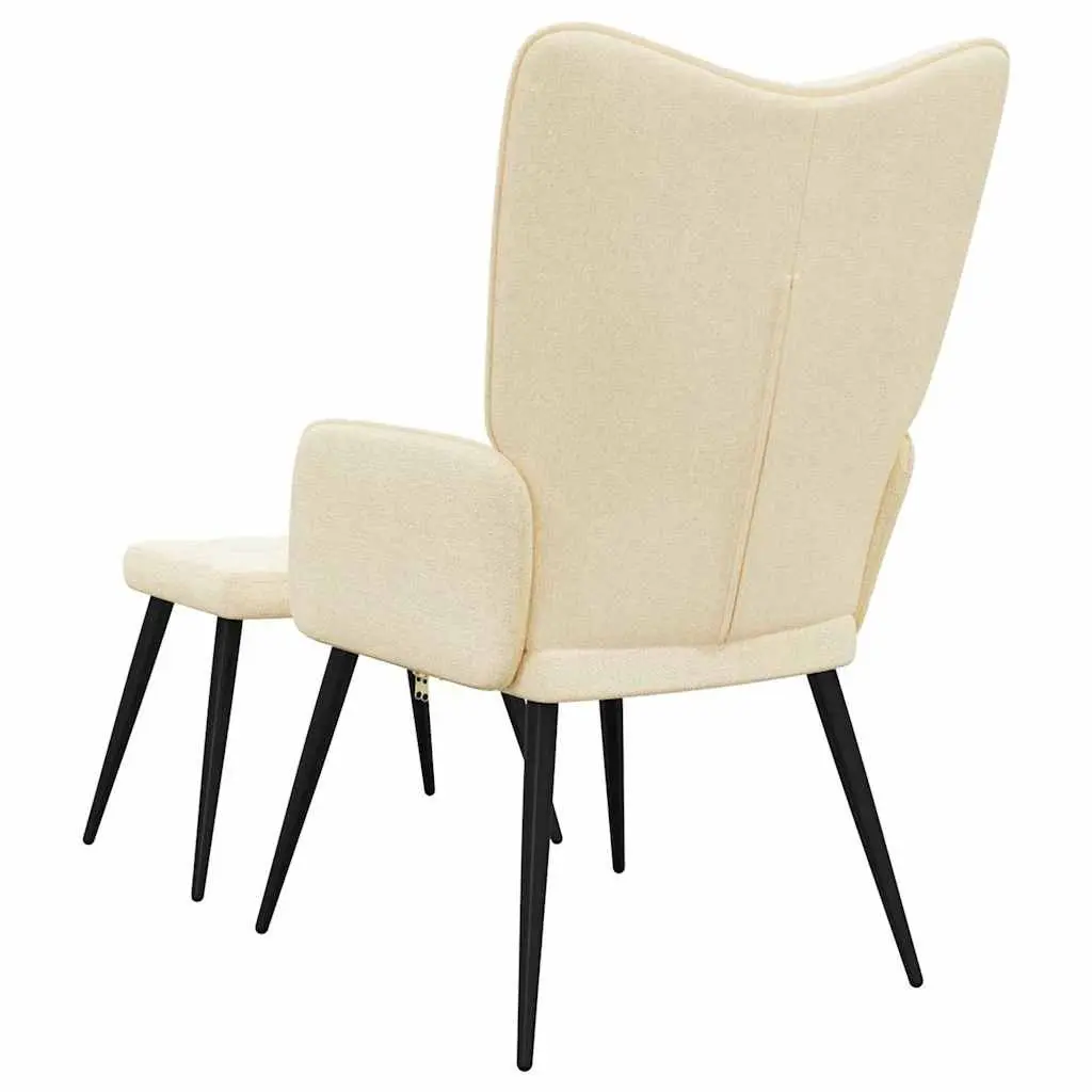 Relaxing Armchair with Footstool Cream Fabric Lounge Seat