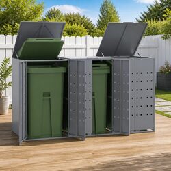 Wheelie Bin Storage Shed for 3 Garbage Bins Garden Waste Container Enclosure