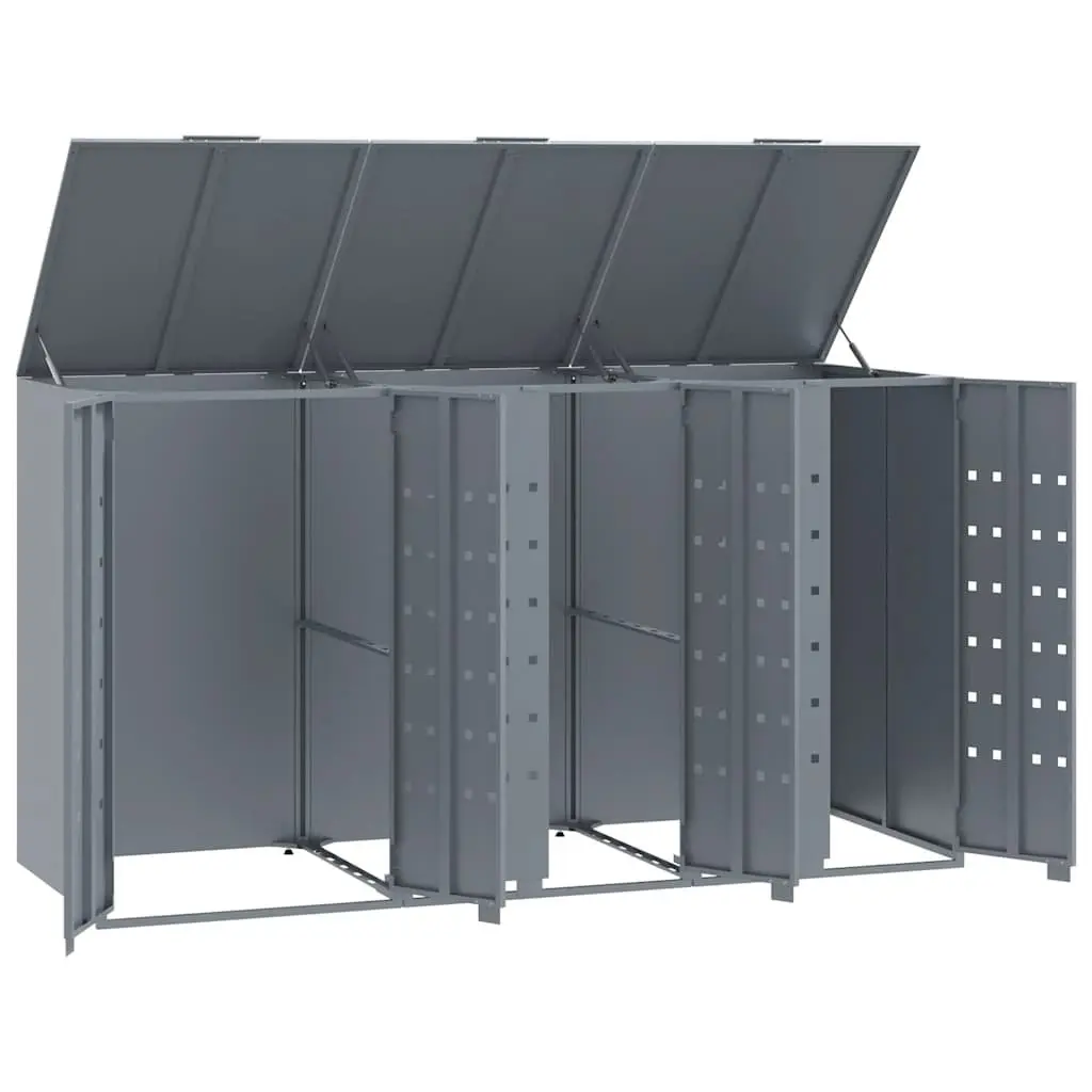 Wheelie Bin Storage Shed Powder-Coated Steel for 3 Garbage Bins