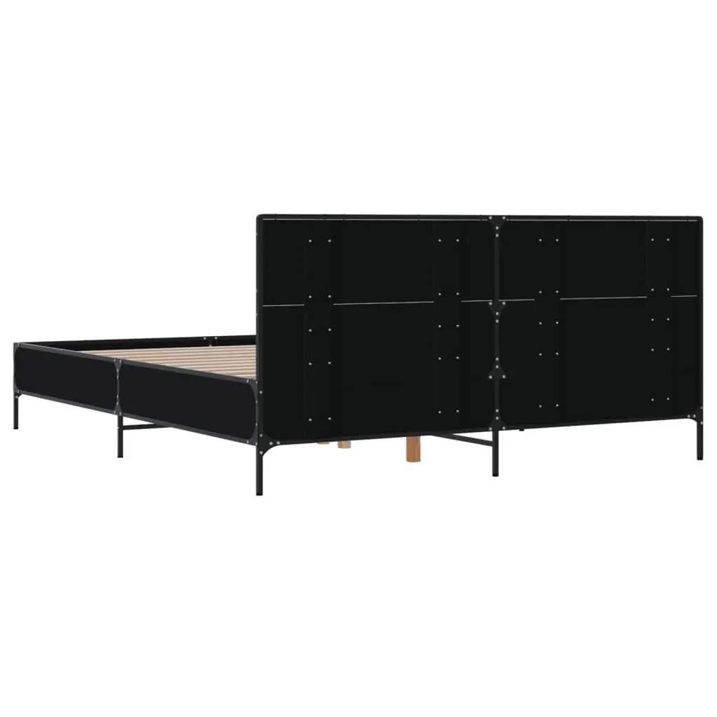 Black Bed Frame 135x190 cm with Headboard