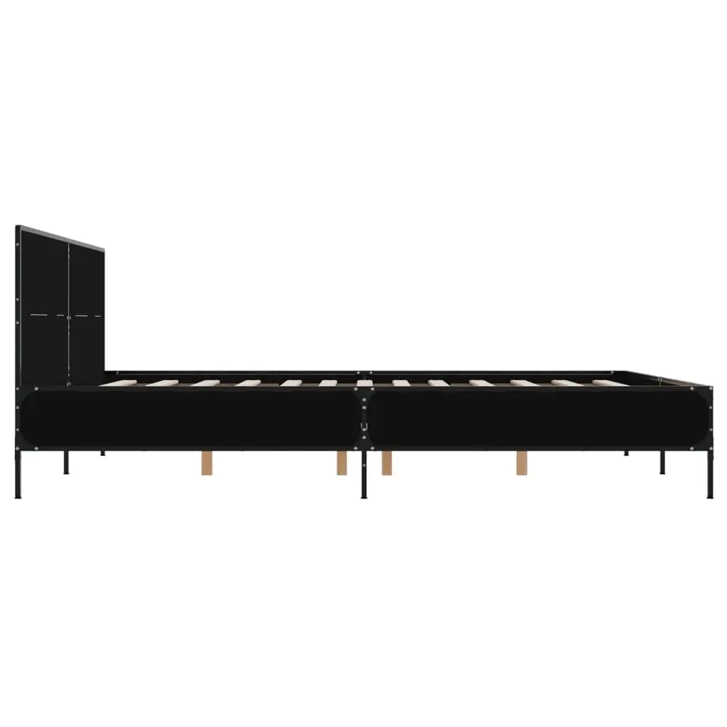 Black Bed Frame 135x190 cm with Headboard