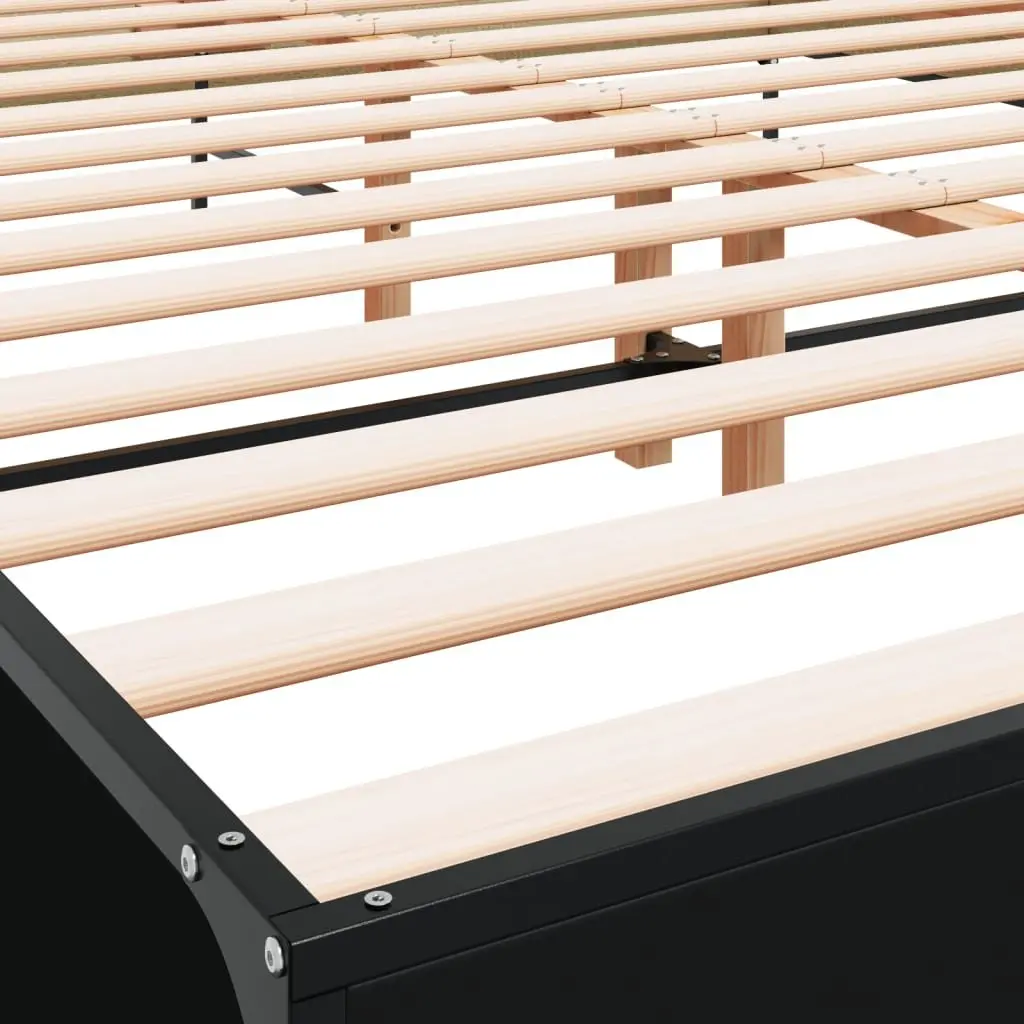 Black Bed Frame 135x190 cm with Headboard