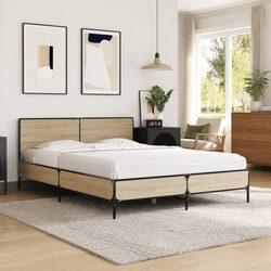 Bed Frame Queen Size 135x190 cm Slatted Base Headboard Bedroom Furniture