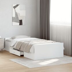 Friendly White Bed Frame with Ample Storage Drawers