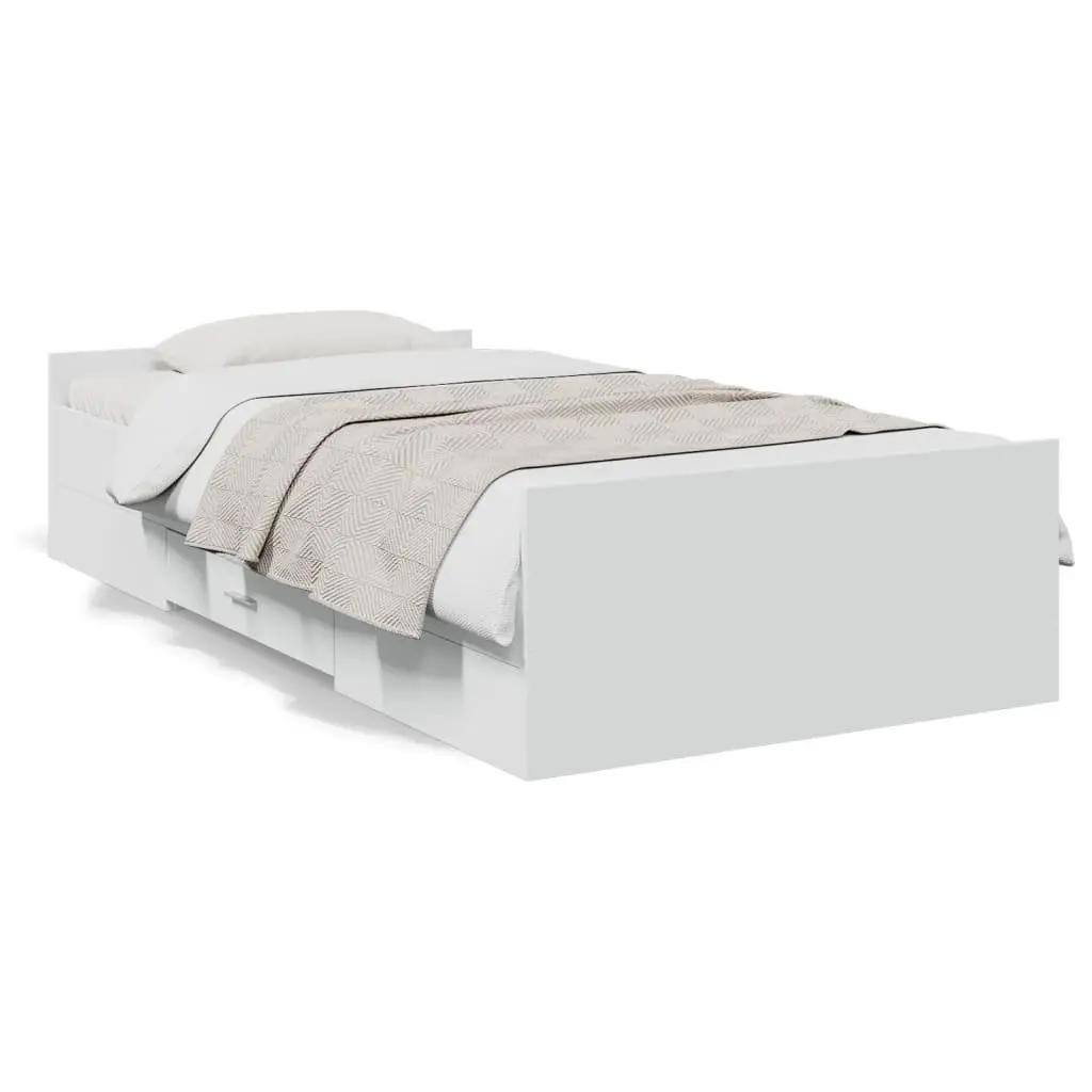 Bed Frame with Storage Drawers White 90x190 cm Bedroom Furniture