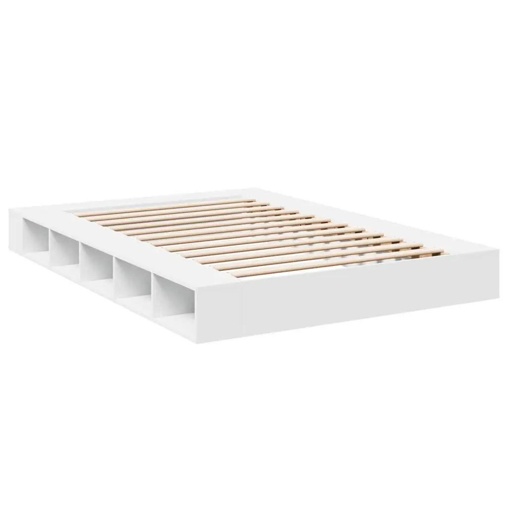 Bed Frame Slatted Base Queen Size 150x200 cm White with Storage Compartments