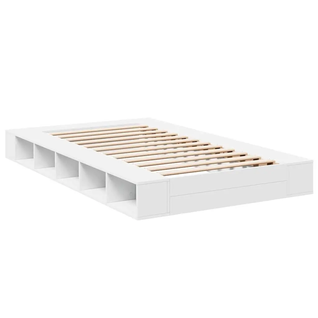 White Bed Frame with Storage Compartments