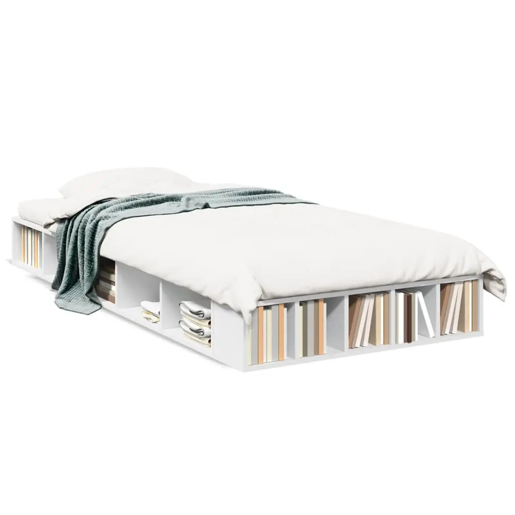 White Bed Frame 90x190 cm with Storage