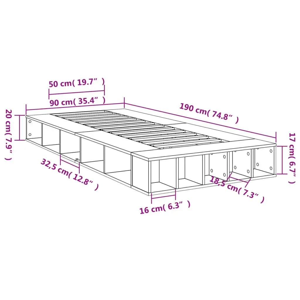 White Bed Frame 90x190 cm with Storage