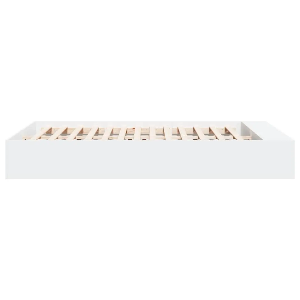 White Bed Frame Storage Compartments 150x200cm Slatted Base Modern