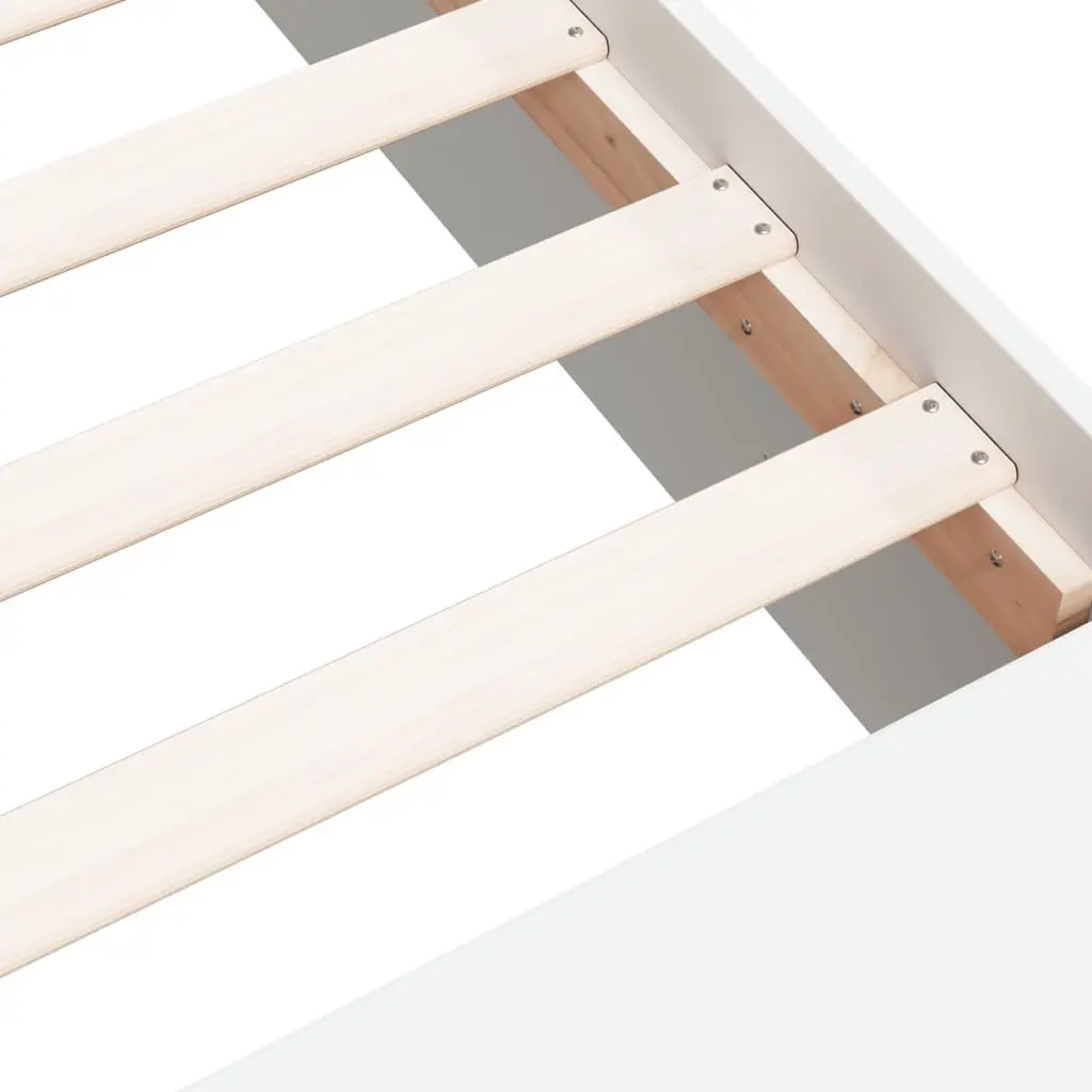 White Bed Frame Storage Compartments 150x200cm Slatted Base Modern