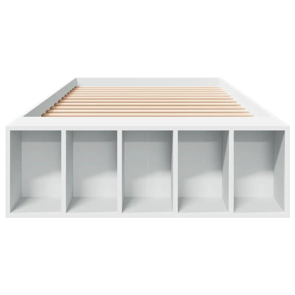 Bed Frame White Modern 90x190 cm with Storage Compartments Slatted Base