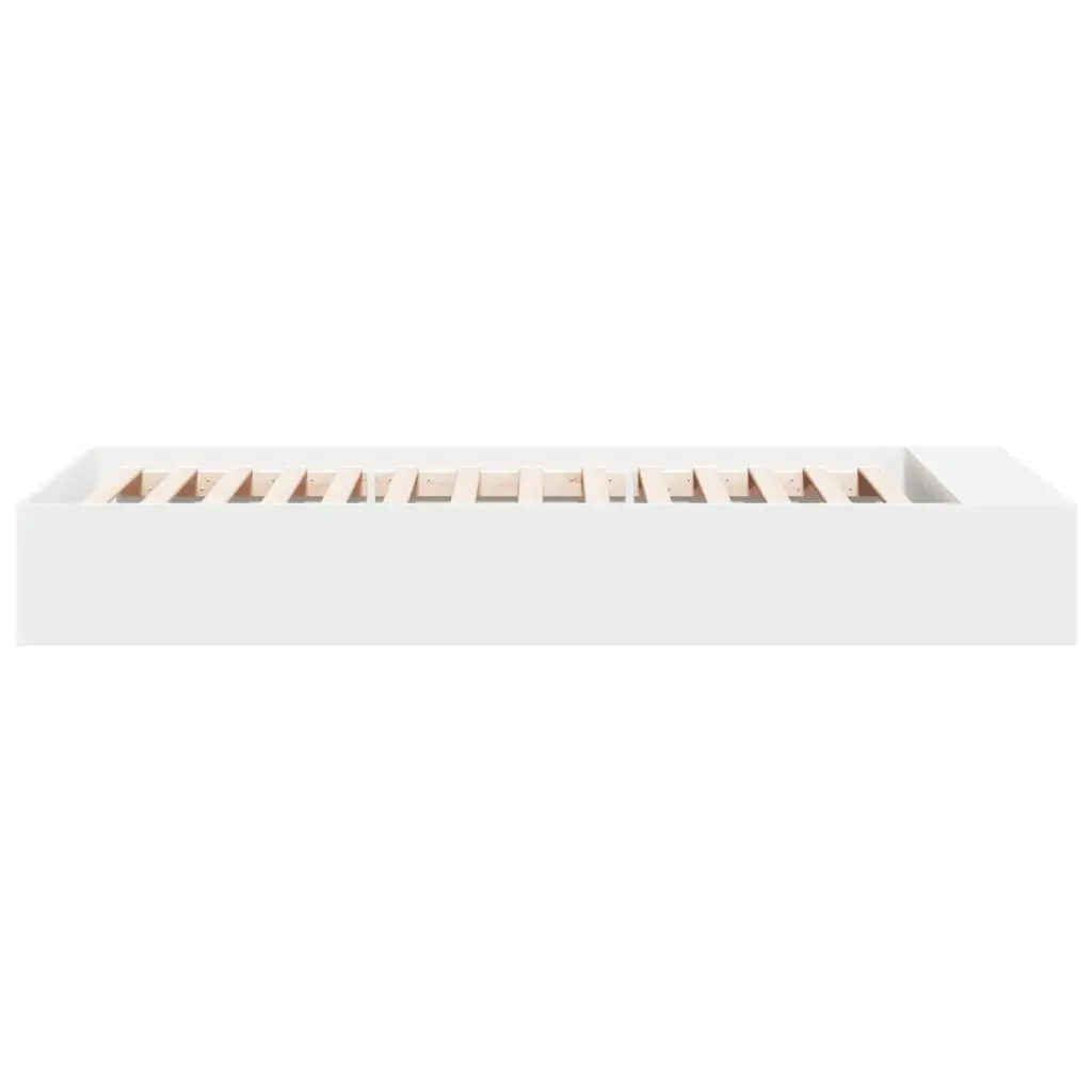 Bed Frame White Modern 90x190 cm with Storage Compartments Slatted Base