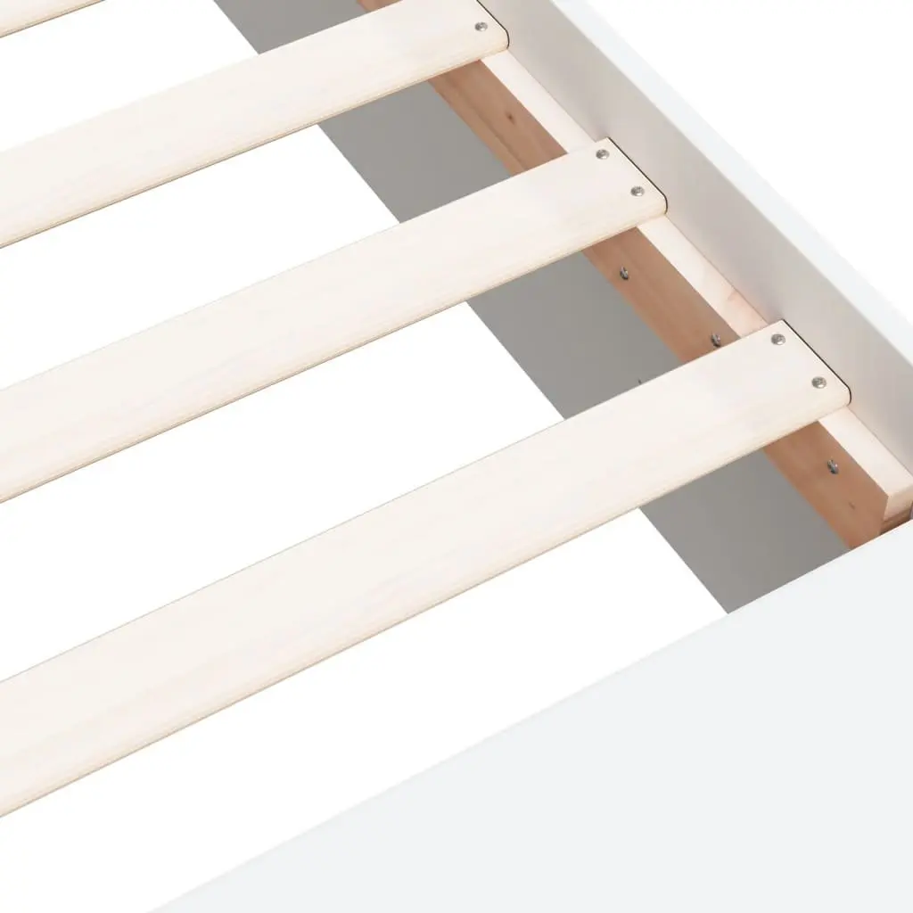Bed Frame White Modern 90x190 cm with Storage Compartments Slatted Base