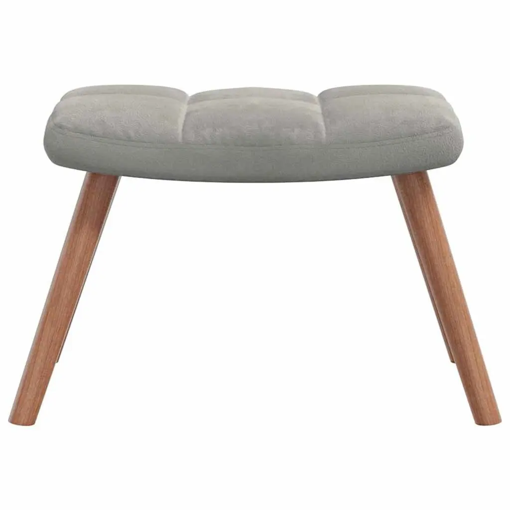 Relaxing Armchair with Footstool Light Grey Velvet Lounge Chair Living Room
