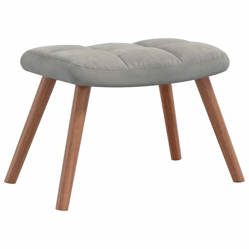 Relaxing Armchair with Footstool Light Grey Velvet Lounge Chair Living Room