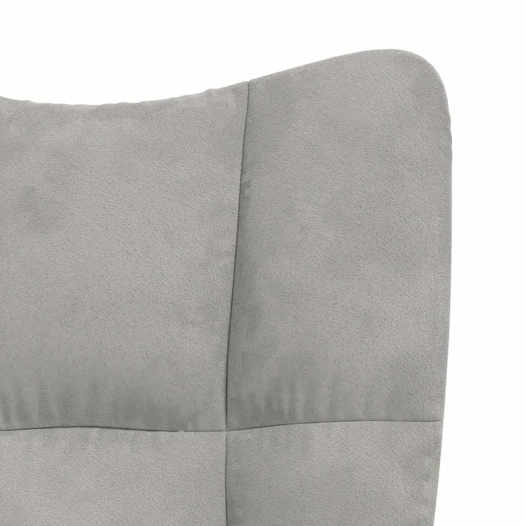 Relaxing Armchair with Footstool Light Grey Velvet Lounge Chair Living Room