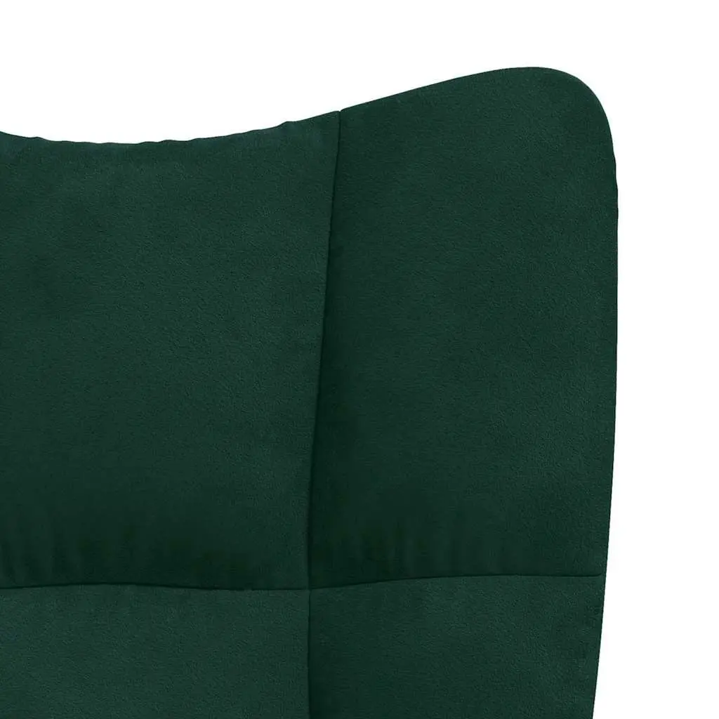 Green Velvet Armchair and Stool Set