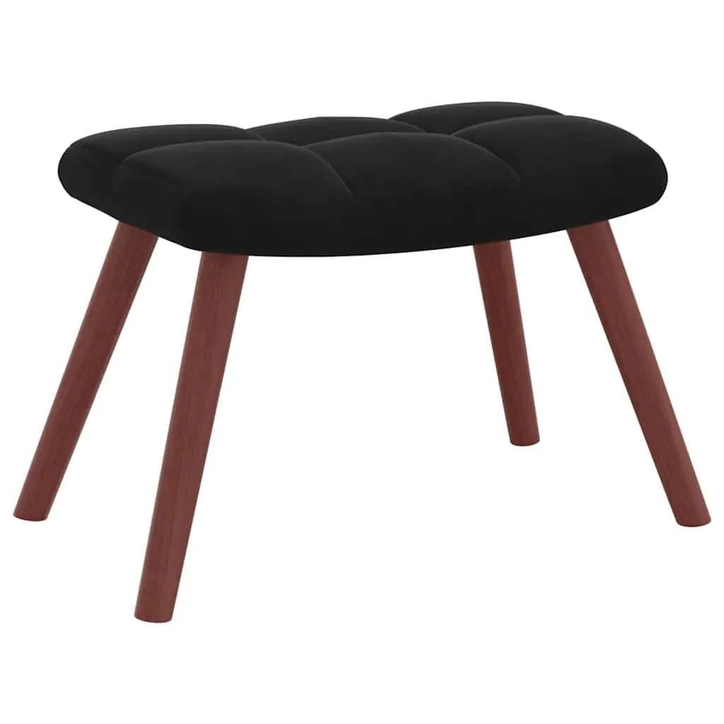 Relaxing Armchair with Footstool Black Velvet Accent Chair Padded Sitting Room