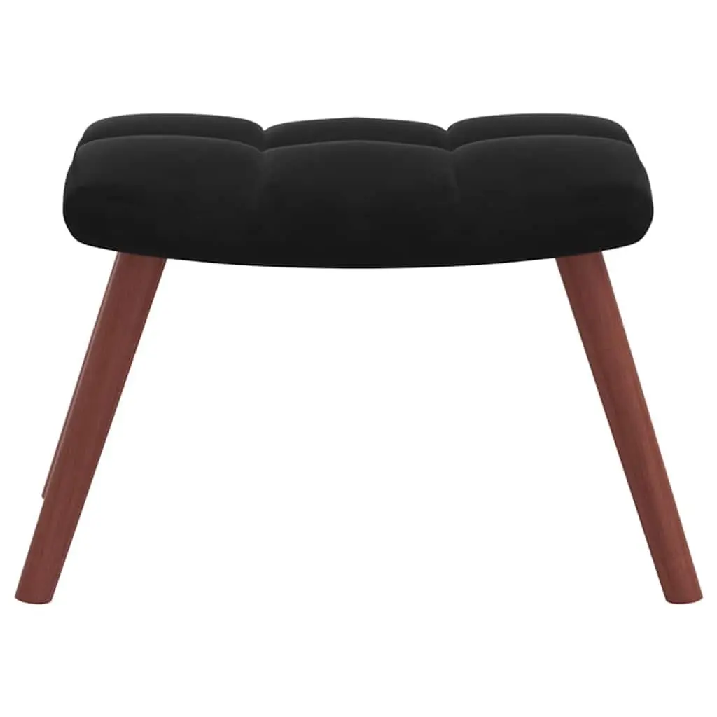 Relaxing Armchair with Footstool Black Velvet Accent Chair Padded Sitting Room